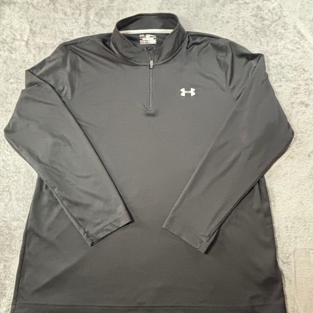 Under Armour HeatGear Mens 2XL Black Loose Fit Quarter Zip Long Sleeve Pullover